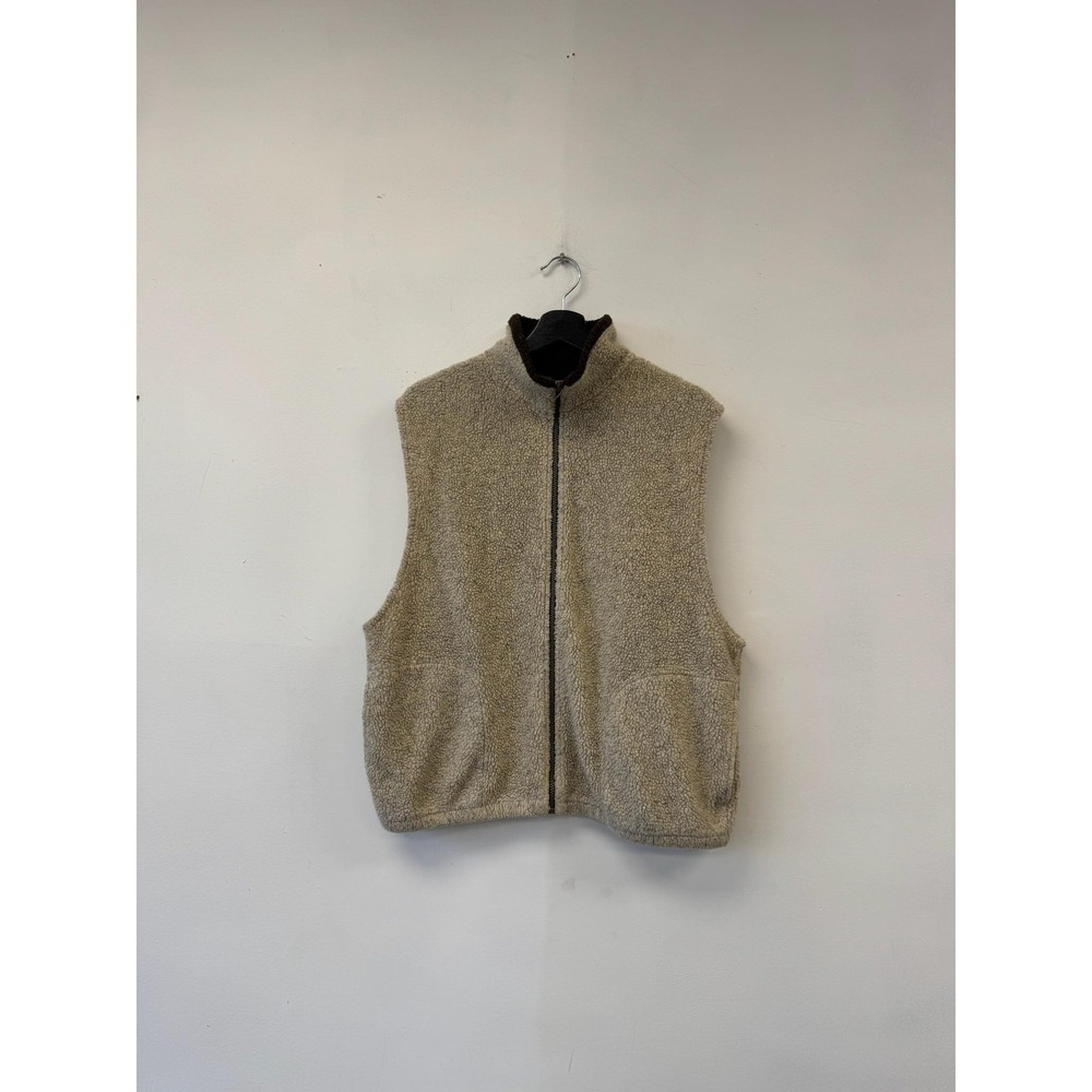 Field & Stream Vest Mens Large Beige Sherpa Fleece‎ Zip Front Made USA Outdoor